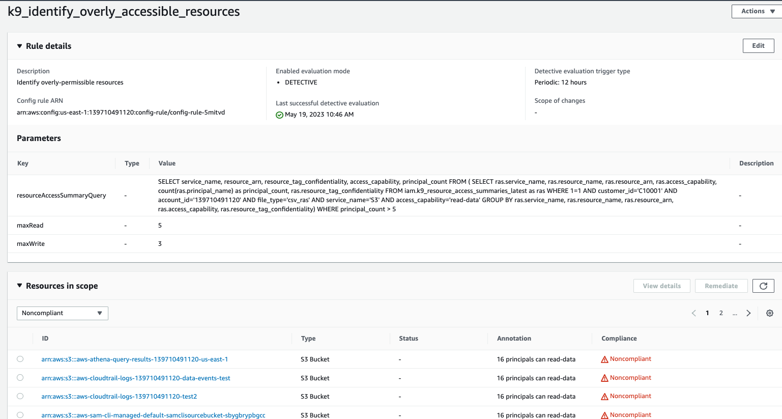 Overly accessible resource findings - AWS Config